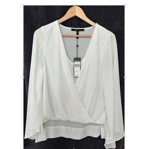 NWT Vintage 90s BCBG Max Azria White Drapey Blouse • Small